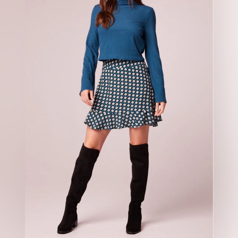 BOG, band of the free COLETTE TEAL DIAMOND MINI SKIRT, NWT, size small
